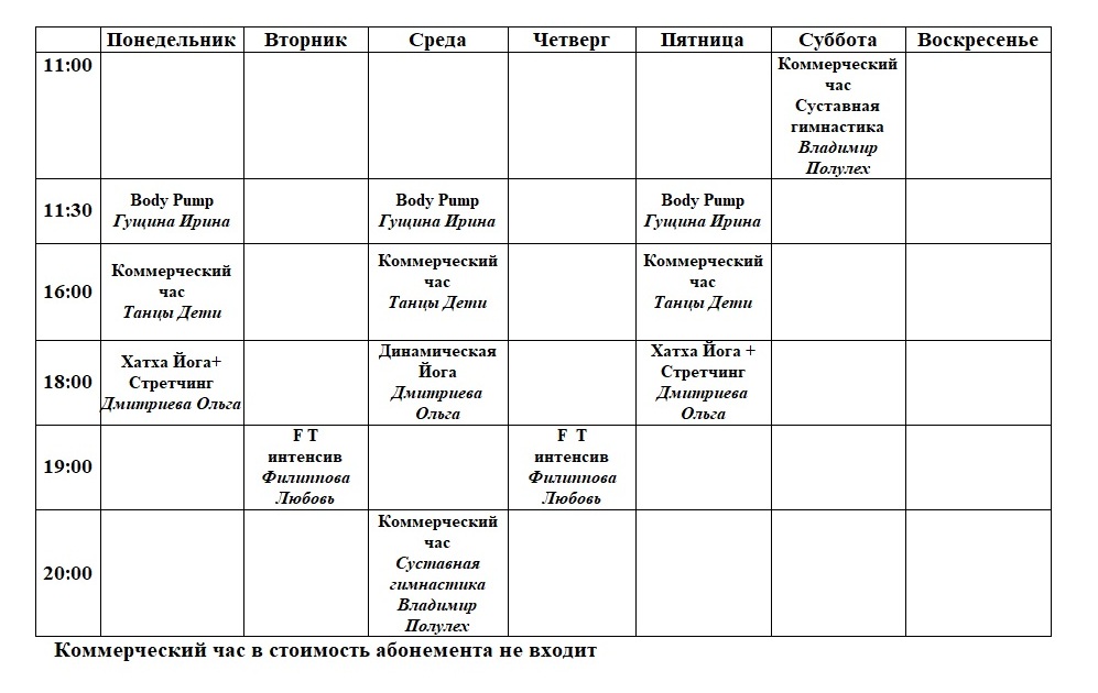 Фитнес хаус расписание занятий
